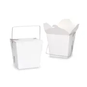 Bulk Packs 200 pcs White Noodle Box Pail With Metal Wire Handle
