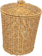 ANDRESLAD Storage Basket Woven Trash Can Rattan Storage No Stain No Paint Safe for Bedrooms Natural Beauty for Home