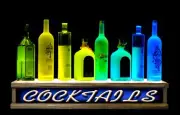 LED LIGHTED LIQUOR BOTTLE STEP DISPLAY BUILT IN COCKTAILS BAR SIGN RETRO LOOK