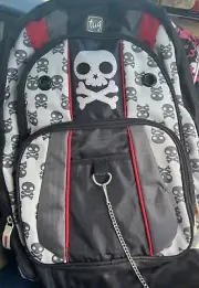 Vintage New Backpack Book Sack Skull Crossbones Poison Cosplay Black Anime