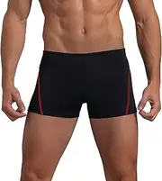 [Leshang] Mens Swimming Boxers Trunks Drawstring Swim Shorts Males Swimsuit for Polyester PBT Fabric Quick Drying