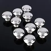 Stainless Steel Round Cabinet Knobs Drawer Handles Cupboard Silver 10Pcs for Kitchen Bathroom