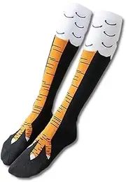 [Diffaxy] Chicken Feet Socks, Funny Knee Socks with 3D Cartoon Chicken Legs, Casual Overknee Stockings