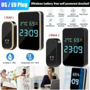 Wireless Doorbell Door Bell Display Temperature Humidity Time Home Doorbell