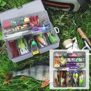 169pcs Fishing Lure Kit Fishing Baits Kit with Fishing Tackle Box Plier Jig Hook