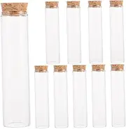 Hohopeti 10pcs Glass Test Tube Bottles Insulated Cork Stopper Mini Test Tubes Flower Powder Storage Bottle Storage
