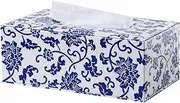 S Forever Blue and White Porcelain Pattern Pumping Tray PU Leather Rectangular Tissue Box Cover (Large)