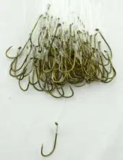 Last Cast Tackle 1/0 Bait Holder Snelled Fishing Hook W/ 10" Leader - 100pcs