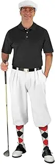 [Golf Knickers] Mens Select A Style White Outfit with Matching Golf Cap and Selected Argyle Socks