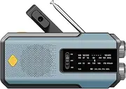 Emergency NOAA Weather Radio,Portable Hand Crank Radio, 2000mAh Rechargeable Battery Power Bank, Solar Powered, AM/FM, SOS Alarm, Flashlight, Type-C for Outdoor Camping Emergency (Sky Blue)
