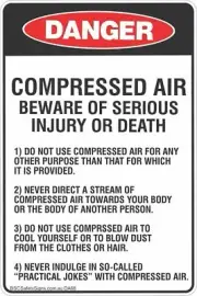 Danger Compressed Air Safety Signs and Stickers