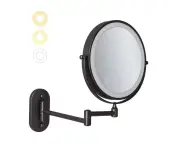 Bestier Wall Mounted Lighted Makeup Mirror 8" 10X Magnifying Cosmetic Mirror with 3 Color Modes Battery Type-Black