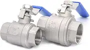 Brass Hose Connector 1/4 3/8 1/2 3/4 1 1-1/4 1-1/2 Female SS304 Full Port Ball Valve with Vinyl Handle Thread Valves(DN10)