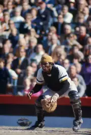 Pirates Catcher Manny Sanguillen Waits For The Ball At Home Plate Old Photo