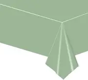 Large Sage Green Table Cloth, 137 * 274cm Plastic Waterproof Tablecovers for Kids Picnic Birthday, Bridal Shower, Wedding Party Supplies and Decorations