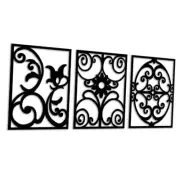 Metal Wall Art Decor - 3 Panels Modern Art Wall Decor Boho Wall Art - Black