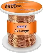 UCINNOVATE 24 Gauge Pure Copper Wire, 122m /400FT 0.5mm Diameter Solid Soft Bare Copper Wire for Jewelry Making Crafts and Electrical Applications, Flexible Durable Copper Wire Jewelry Wire DIY