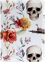 [CWAGFEQZ] Passport Holder,Passport Wallet,Passport and Vaccine Card Holder Combo,Western Cowboy Flower Skull