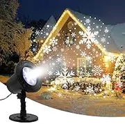 Christmas Projector Lights Outdoor - Christmas Snowflake Projector Lights with Waterproof Plug in Moving Effect Wall Mountable for Garden Ballroom, Party, Halloween, Holiday