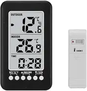 Digital Thermometer Meter with Clock Function Outdoor Indoor LCD Wireless Temperature Thermometers Weather Station Easy Install Easy to Use