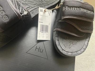 ADIDAS CHANCLETAS HU, Pharrell Core Black,Sandals,Training,UK 9/EU 43NEW/BOX