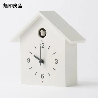 NEW!! MUJI Mechanical Cuckoo Wall or Put Clock White with Light Sensor Large