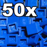 NEW LEGO - TILES - 1 x 1 - Blue tile x 50 - smooth flat tiled 1x1