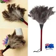 Anti-static Ostrich Feather Fur Brush Duster Dust Cleaning Tool Wooden Handle HI