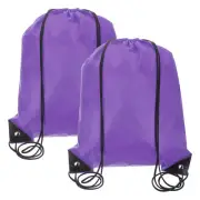 Drawstring Backpack Bags, 2 Pack Sports Cinch Sack Draw String Bag, Purple