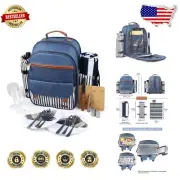 Lightweight Insulated Picnic Backpack for 2 - Complete Set with Blanket & More