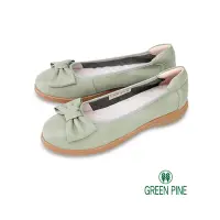 在飛比找Yahoo奇摩購物中心優惠-GREEN PINE升級版透氣蝴蝶結真皮厚底鞋綠色(0031