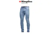 KingGee Mens Urban Coolmax Denim Slim Jeans Cotton Comfortable Gusset K13006