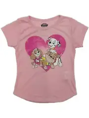 Toddler Girls Pink Paw Patrol Valentines Day Shirt Puppy Dog Skye & Chase 2T