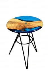 blue epoxy resin river wooden solid natural 100% handmade acacia table top decor