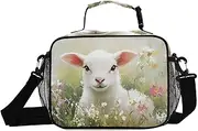 Sheep Flower Cute Insulated Lunch Box for Women Men - Ideal for Work, Picnics - Includes Adjustable Shoulder Strap