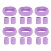 6 Set/18Pcs Sweatbands Headband Wristband Sweat Terry Cloth Light Purple