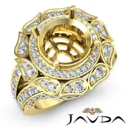 Diamond Engagement Ring 14k Yellow Gold Vintage Round Semi Mount 1.7Ct