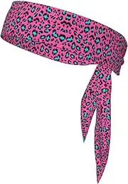 [HVTTIOR] Cute Leopard Print Multifunctional Sweat Wicking Sports Head Tie Headband for Tennis Basketball Karate