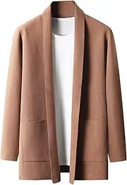 [Generic] Mens Lapel Oversized Cardigan Sweater Men's Shawl Collar Pocket Sweaters Slim Fit Knit Casual Long Sleeve Cardigan