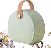 LeoLeoyy Travel Jewelry Case - Tote Rings Organizer - Semi-Circular Small Portable Jewelry Organizer for Travel Vacation Christmas Airplane Graduation Train Bridesmaid Mother's Day (Light Green)