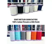 50WT METTLER 500M/547YDS 100% Cotton Thread w Silk Finish