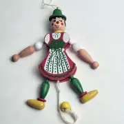 Vintage FAMO Austria Wooden Pull String Puppet Christmas Ornament New