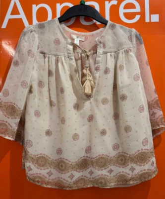H&M 3/4 Sleeve Patterned Floaty Top, Size UK 6, New With Tag, sf