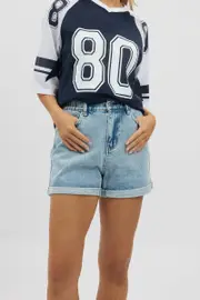 Denim Relaxed Shorts Elastic Waist - Size 8, Women's Relaxed Short