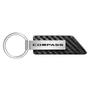 Jeep Compass Carbon Fiber Texture Black Leather Strap Key Chain Key-Ring