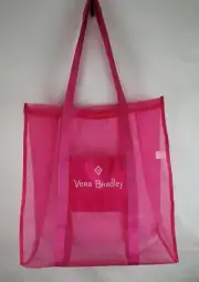 Huge Vera Bradley Pink Tote Reusable College Laundry Mesh Bag Handle Spell Out
