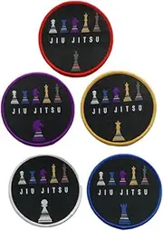 [OSS-BJJ Combat Sports] OSS - Brazilian BJJ Jui Jitsu Belt System Iron & Sew On Patch - for Bags, Gi, Clothes - All Grading Colours (9cm, BlackChess)