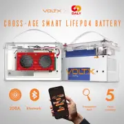 VoltX 12V 100Ah Lithium Battery Lifepo4 DALY Smart Bluetooth BMS 200A Camping