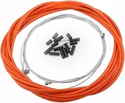 Baxnore Cycle Brake Cable Set with Housing, Front Rear Replacement Kit with 1.1m 1.7m Cables Ferrules End Caps 5mm 4mm Housing (Orange)