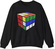 [Generic] Cube 80s Puzzle Toy Nostalgia Halloween Costume Speed Cubing Sweatshirt for Adults Crew Neck Long Sleeve Pullover
